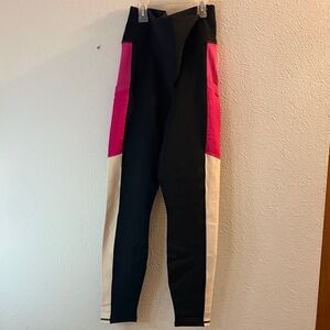 Fabrics workout set Colorblock Leggings with Pink and Cream Accents